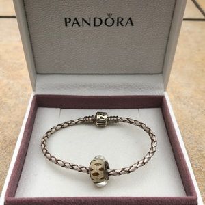 Pandora Leather Bracelet and Charm